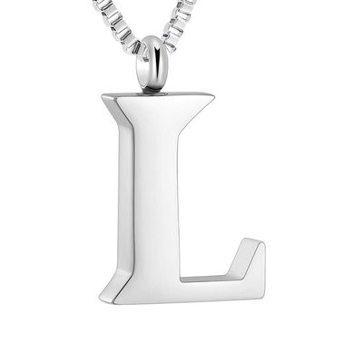 XSMZB Letter Cremation Jewelry for Ashes Pendant Locket Stainless Steel Keepsake Ash Memorial Urn Necklaces for Ashes(Letter L)