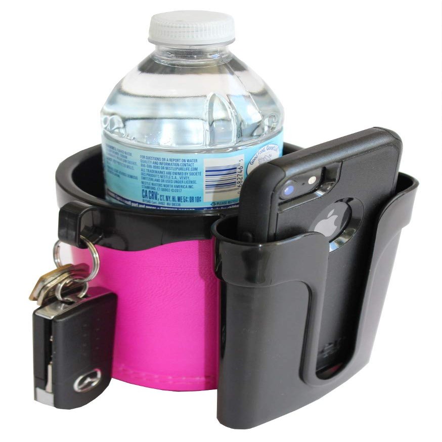 BikeCupHolder - Pink - Cell Phone - Keys - Holder Combo for Beach Cruiser - Commuter Bike