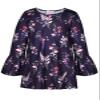 Bonny Billy Girl's Clothing Set 2 Pcs Floral Ruffle Long Sleeve Jersey Top + Leggings 8-9 Years Navy Blue view 3