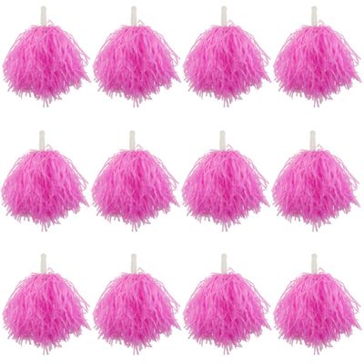 Hslife 12 Pcs Cheerleading Pom Poms, Cheer Pompoms Bulk with Metallic Foil Handle, Lightweight for Cheerleading, Sports Games, Party Dance Costume Accessories (Pink)