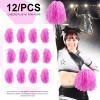 Hslife 12 Pcs Cheerleading Pom Poms, Cheer Pompoms Bulk with Metallic Foil Handle, Lightweight for Cheerleading, Sports Games, Party Dance Costume Accessories (Pink) view 3