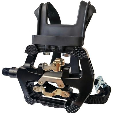YBEKI Pro-Grade SPD Spin Bike Pedals and Straps/Toe Clip for Indoor Exercise Cycling & Spin Peloton/Schwinn/Sunny/Bikes Compatible, 9/16" Axle with Sealed Bearings + 12-Month Warranty