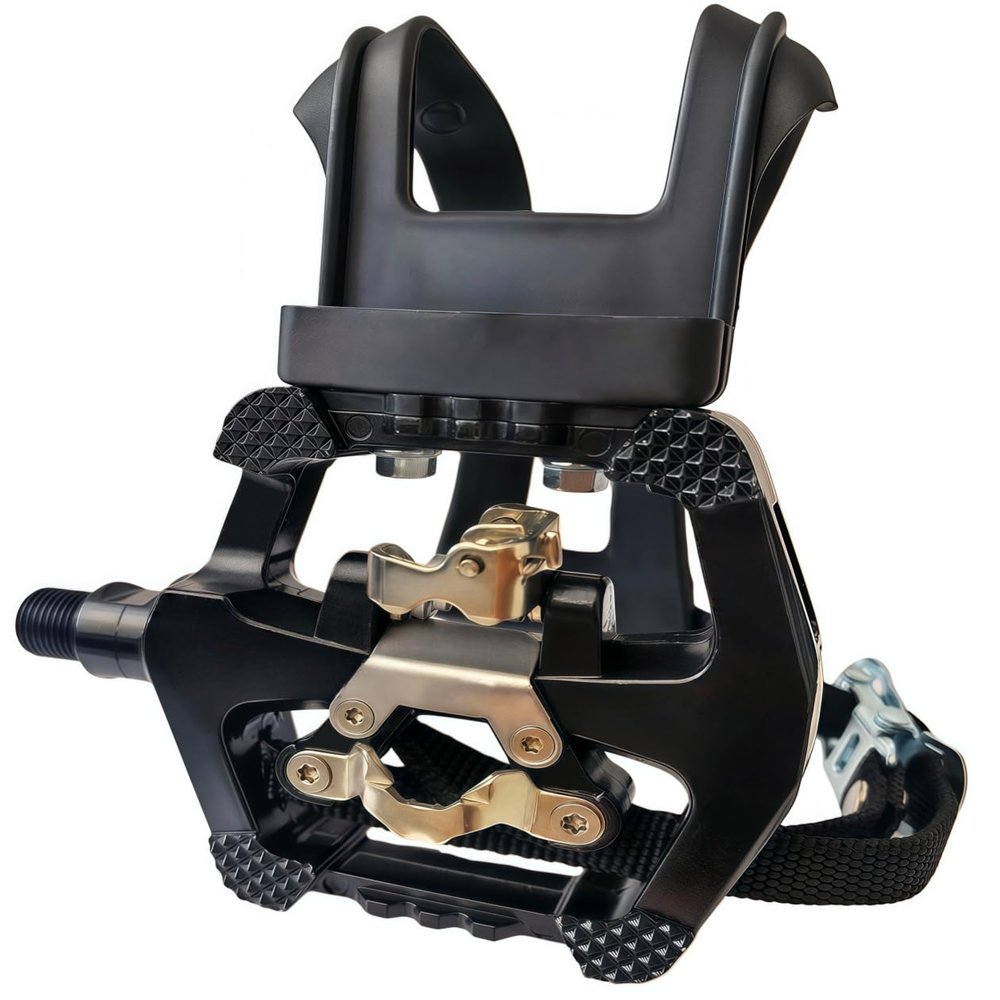 YBEKI Pro-Grade SPD Spin Bike Pedals and Straps/Toe Clip for Indoor Exercise Cycling & Spin Peloton/Schwinn/Sunny/Bikes Compatible, 9/16" Axle with Sealed Bearings + 12-Month Warranty