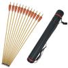 10pcs Archery Carbon Arrows Hunting Arrows Target Practice Arrows Spine 500 with Turkey Feather and Arrow Quiver for Recurve and Compound Bow (Orange, Arrows+Arrow Quiver) view 1