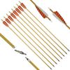 10pcs Archery Carbon Arrows Hunting Arrows Target Practice Arrows Spine 500 with Turkey Feather and Arrow Quiver for Recurve and Compound Bow (Orange, Arrows+Arrow Quiver) view 4