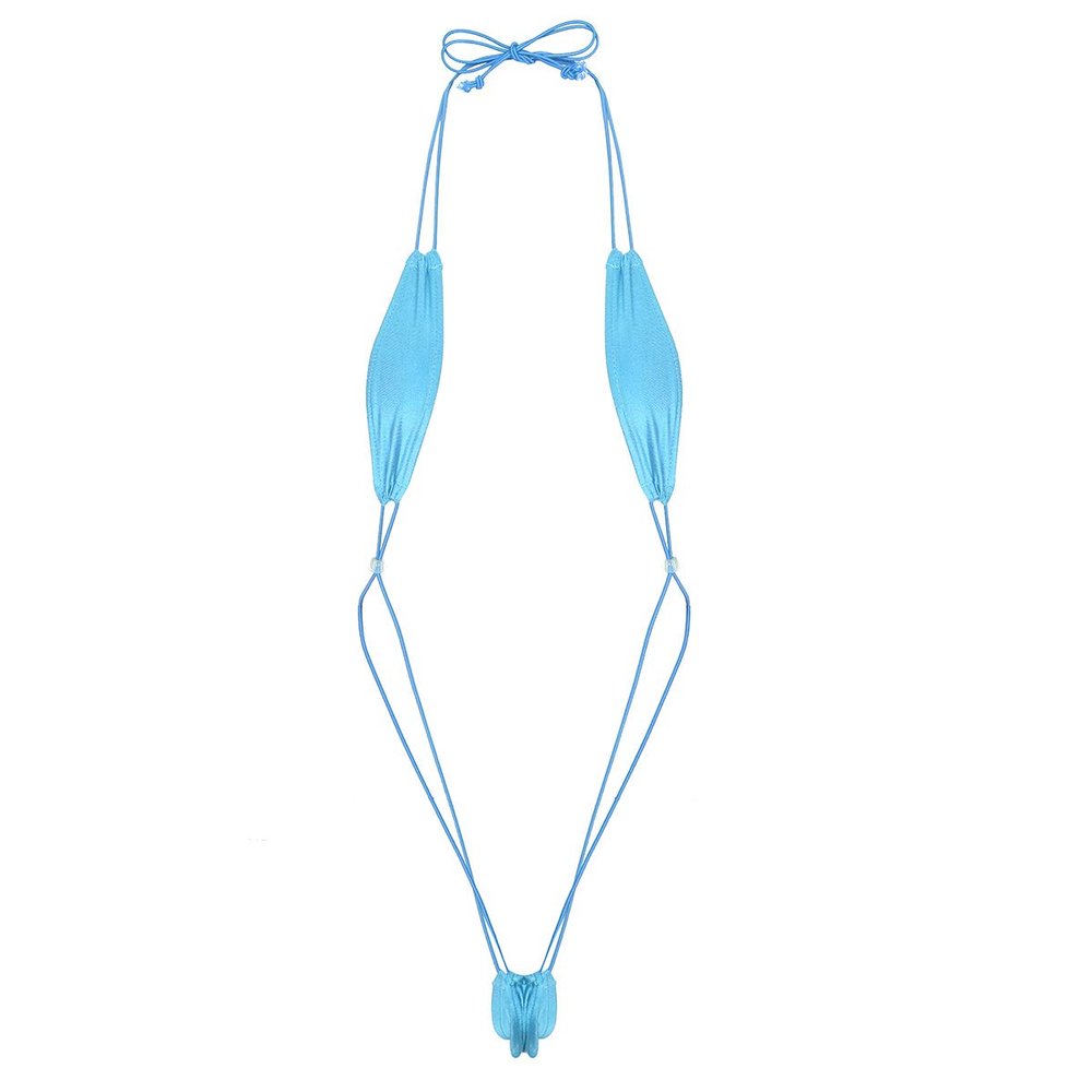vastwit Womens Sexy Sling Shot Lingerie Micro Mini Monokini Bikini Thong One-Piece Bathing Suit Teddy Swimwear Blue One Size