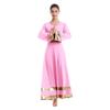 Women Metallic Gold Bell Long Sleeve Dance Robe Praise Liturgical Dress Full Length Loose Fit Worship Costume w/Sequin Elastic Belt Waistband Swing Gown Tunic Dancewear Set Pink+Gold XL view 1