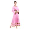 Women Metallic Gold Bell Long Sleeve Dance Robe Praise Liturgical Dress Full Length Loose Fit Worship Costume w/Sequin Elastic Belt Waistband Swing Gown Tunic Dancewear Set Pink+Gold XL view 3