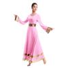 Women Metallic Gold Bell Long Sleeve Dance Robe Praise Liturgical Dress Full Length Loose Fit Worship Costume w/Sequin Elastic Belt Waistband Swing Gown Tunic Dancewear Set Pink+Gold XL view 4