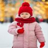 SATINIOR 3 Pairs Toddler Stretch Mittens Little Girls Soft Knit Mitten Baby Boys Winter Knitted Gloves (Pink, Red and Blue, 5-10 Years Size) view 4