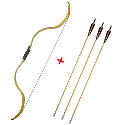 MILAEM Traditional Longbow Handmade Takedown Recurve Bow and Arrow Set 20 Lbs Takedown Recurve Horsebow Mongolian Bow with 3 Pcs Wooden Arrow for Target Shooting Hunting (Bow and Arrow, 20 Lbs)