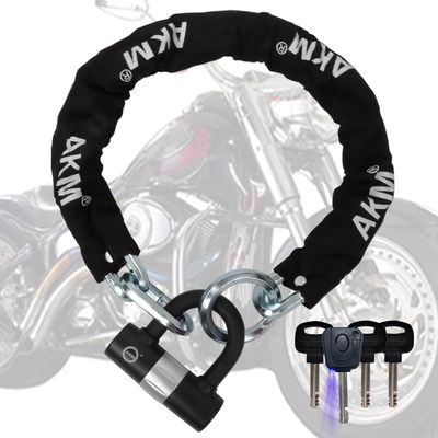 AKM Chain Lock 3-Foot Heavy Duty Bike Chain Lock Durable 12mm Thick Anti-Theft Bicycle Chain Lock with 4Keys Security 16mm U Lock for Bicycle,Moped,Scooter,Motorcycle
