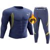 UNIQUEBELLA Men's Thermal Underwear Sets Top & Long Johns Fleece Sweat Quick Drying Thermo Base Layer Blue view 1