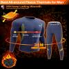 UNIQUEBELLA Men's Thermal Underwear Sets Top & Long Johns Fleece Sweat Quick Drying Thermo Base Layer Blue view 2