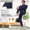 UNIQUEBELLA Men's Thermal Underwear Sets Top & Long Johns Fleece Sweat Quick Drying Thermo Base Layer Blue view 3
