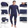 UNIQUEBELLA Men's Thermal Underwear Sets Top & Long Johns Fleece Sweat Quick Drying Thermo Base Layer Blue view 4