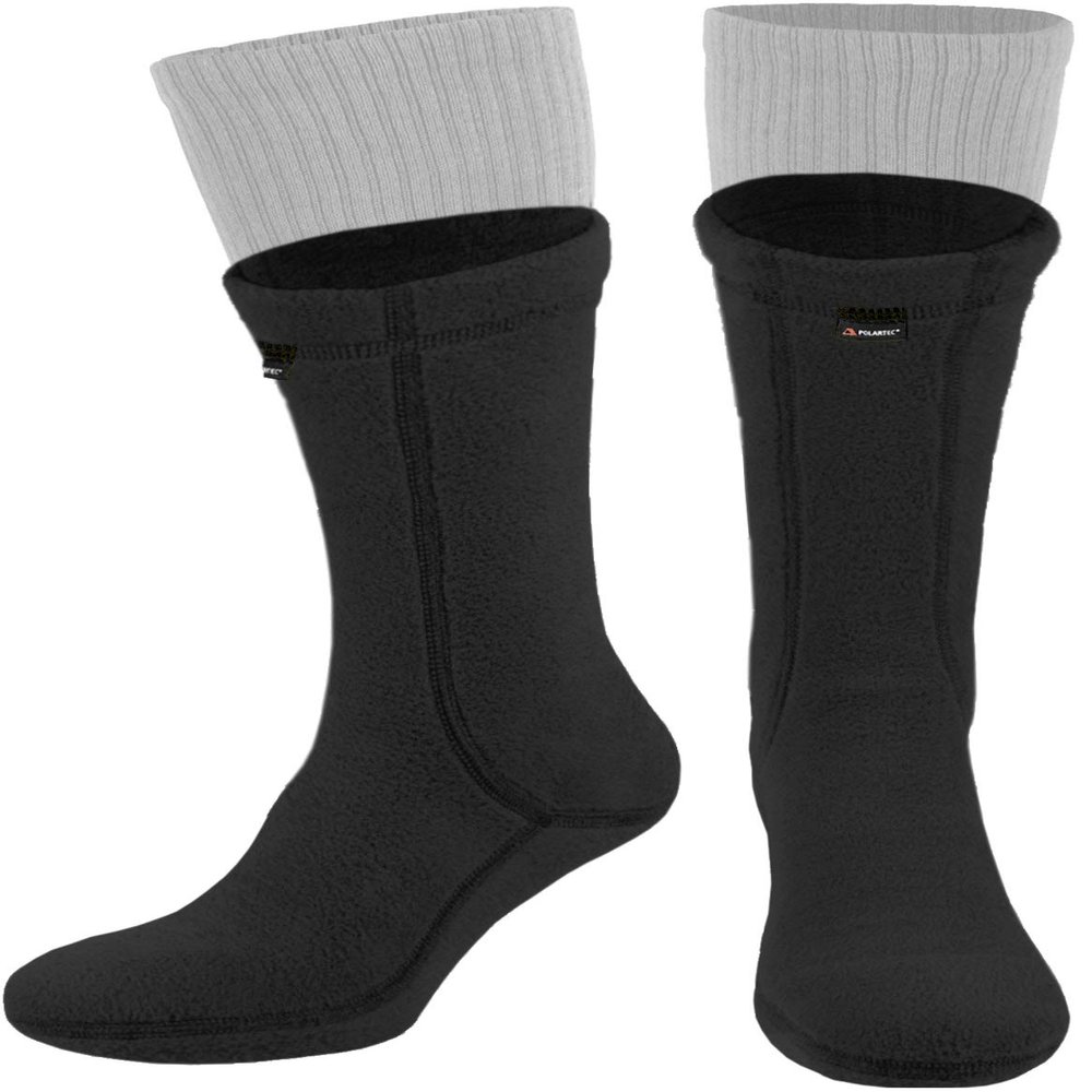 281Z Outdoor Warm 8 inch Boot Liner Socks - Military Tactical Hiking Sport - Polartec Fleece Winter Socks (Large, Black)