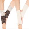 Cxapnstou 2Pair Ankle Warmers Dance Knitted Boot Cuffs Leg Warmers Stirrup Socks for Women(White,Dark Brown) view 1