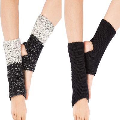 Cxapnstou 2 Pair Women Winter Warm Yoga Ballet Leg Warmers Short Boot Socks with Cuffs(Black)