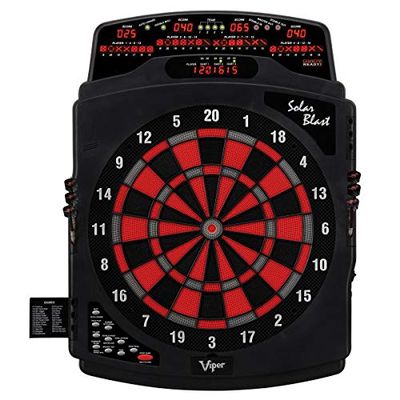 Viper Solar Blast Electronic Dartboard and Attachable Lighted Throw Line with Over 55 Games and Overhead 4-Panel Auto-Scoring LED Cricket Display