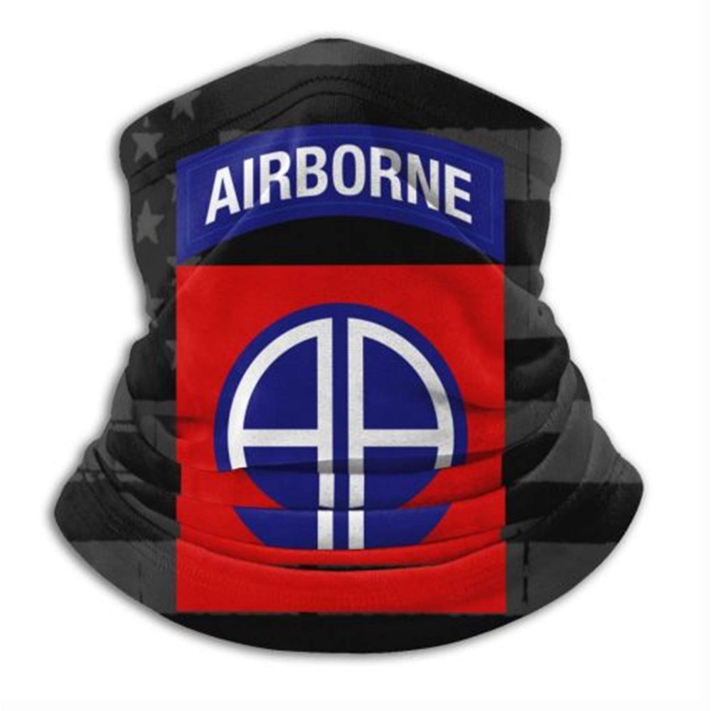 82nd Airborne Division Military Logo Unisex Bandanas Mouth Mask Face Masks Cover Neck Warmer for Dust Wind Sun Uv Black