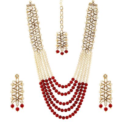 Aheli Bollywood Fashion Wedding Wear Necklace with Maang Tikka Set Indian Ethnic Traditional Bharatanatyam jewellery set Gift for Women