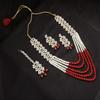 Aheli Bollywood Fashion Wedding Wear Necklace with Maang Tikka Set Indian Ethnic Traditional Bharatanatyam jewellery set Gift for Women view 3