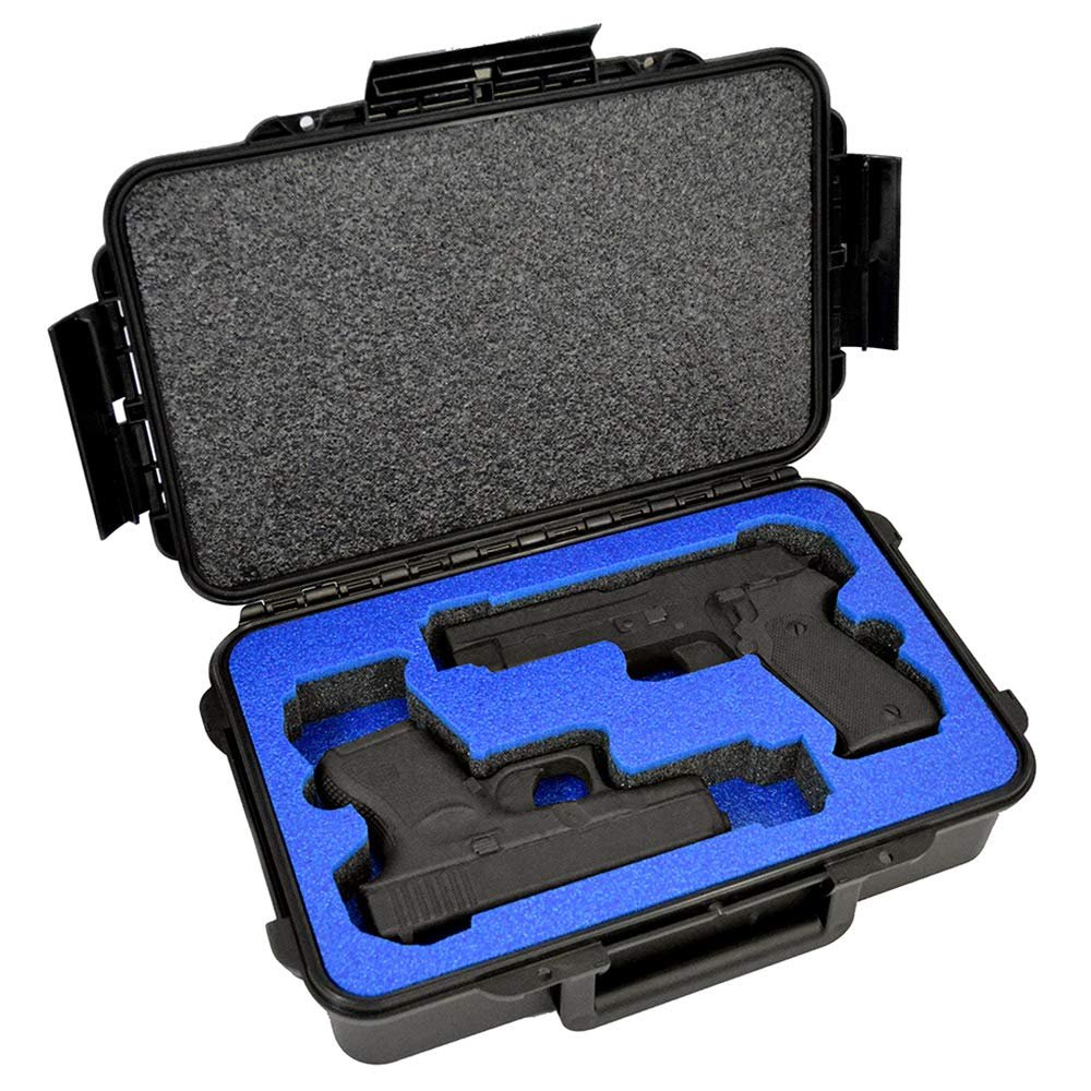 2 Pistol Medium Duty Lightweight Sport Case  TSA Approved Storage - Doro Case with Foam Insert, Blue Topguard
