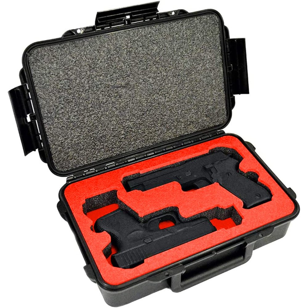 2 Pistol Medium Duty Lightweight Gun Sport Case | Double Handgun Doro Waterproof With Custom Mycasebuilder Foam Insert | Hard Gun Case
