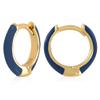 14K Gold Plated Sterling Silver Enamel Color Huggie Hoop Earrings for Women  Navy Blue Enamel view 1