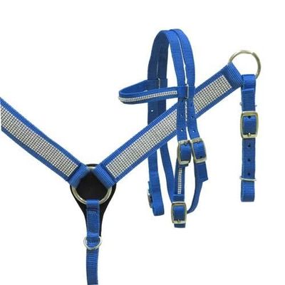 Showman MINI/Small Pony Nylon Headstall & Breast Collar Set w/Crystals