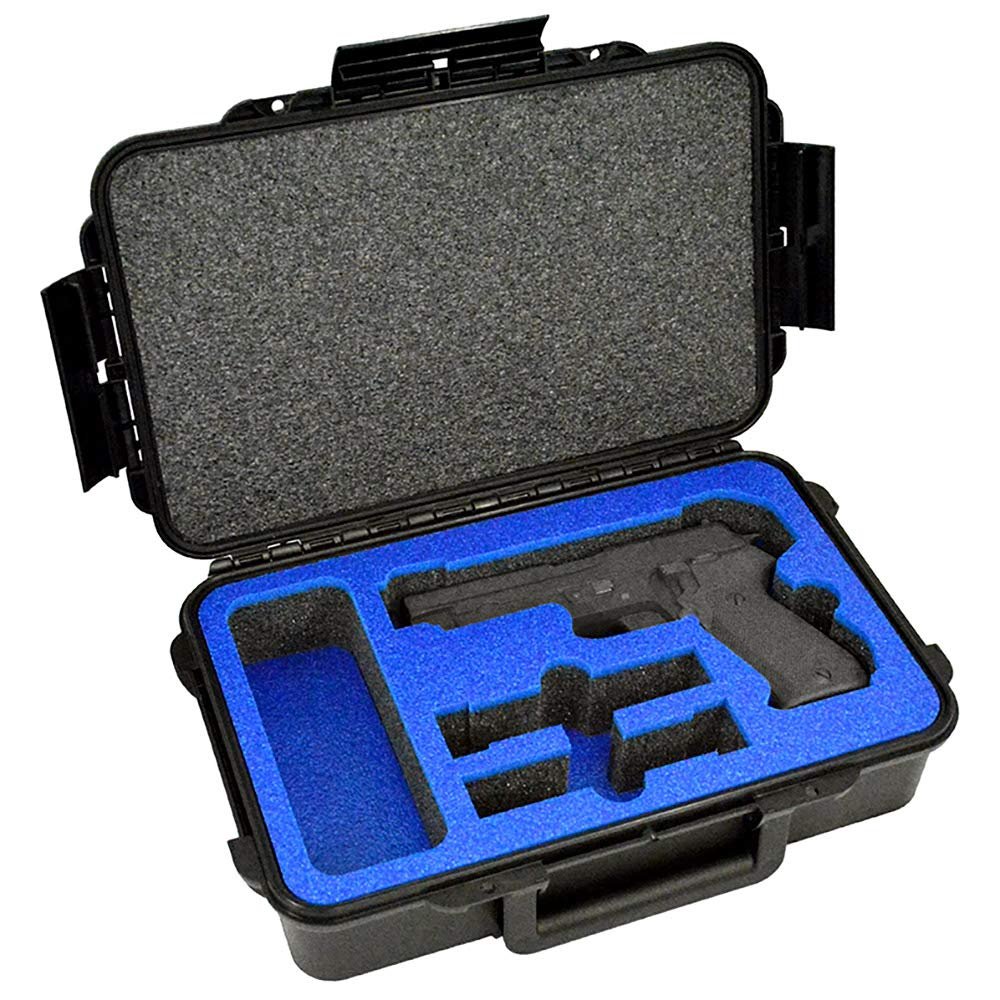 1 Pistol, 2 Magazine + Accessories Gun Case Storage | Doro Water proof Pistol Case with Custom Mycasebuilder Foam Insert | Hard Gun and Magazine Case
