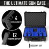 4 Pistol 12 Magazine Doro Gun Case with Custom MyCaseBuilder Foam Insert | Waterproof, Heavy Duty | Tactical Firearms, Ammunition and Accessory Holder | Hard Gun and Magazine Case | 18 x 14 x 7 Inches view 4