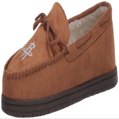 FOCO NBA Houston Rockets Mens Team Logo Moccasin Slippers Shoes, Tan, Medium (9-10)