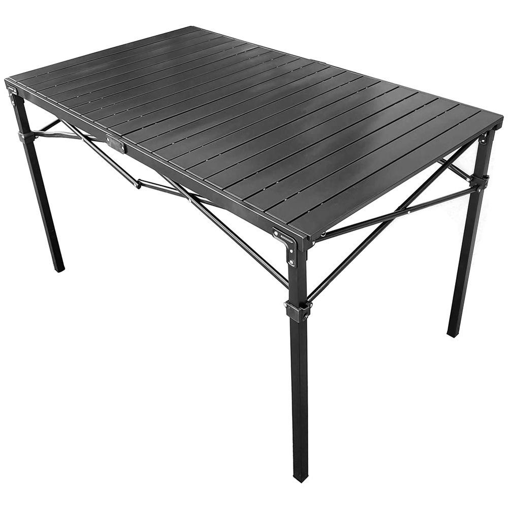 GoTEAM! Portable Heavy Duty Aluminum Roll-Top Table, Camping/Tailgating/Beach Instant Table with Carry Bag (Large)