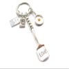 Ancient silver Baking Charms Egg Fry Cooking Utensils Keychains Love Shovel Cookbook Key Ring Pastry Chef Foodie Baker Gift view 1