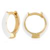 14K Gold Plated Sterling Silver Enamel Color Huggie Hoop Earrings for Women  White Enamel view 1