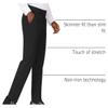 Plaid&Plain Men's Stretch Dress Pants Slim Fit Skinny Suit Pants 7101 Black 34W32L view 4