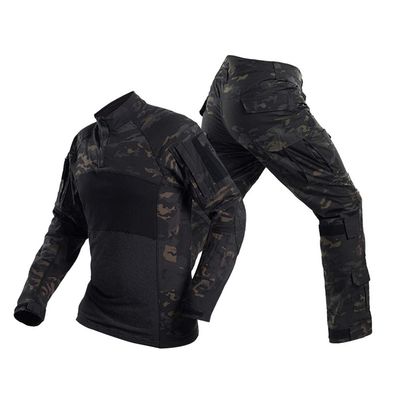 Airsoft Hunting Shooting Sports Battle Uniform BDU Tactical Combat Camouflage Clothing - Black CP - XXL