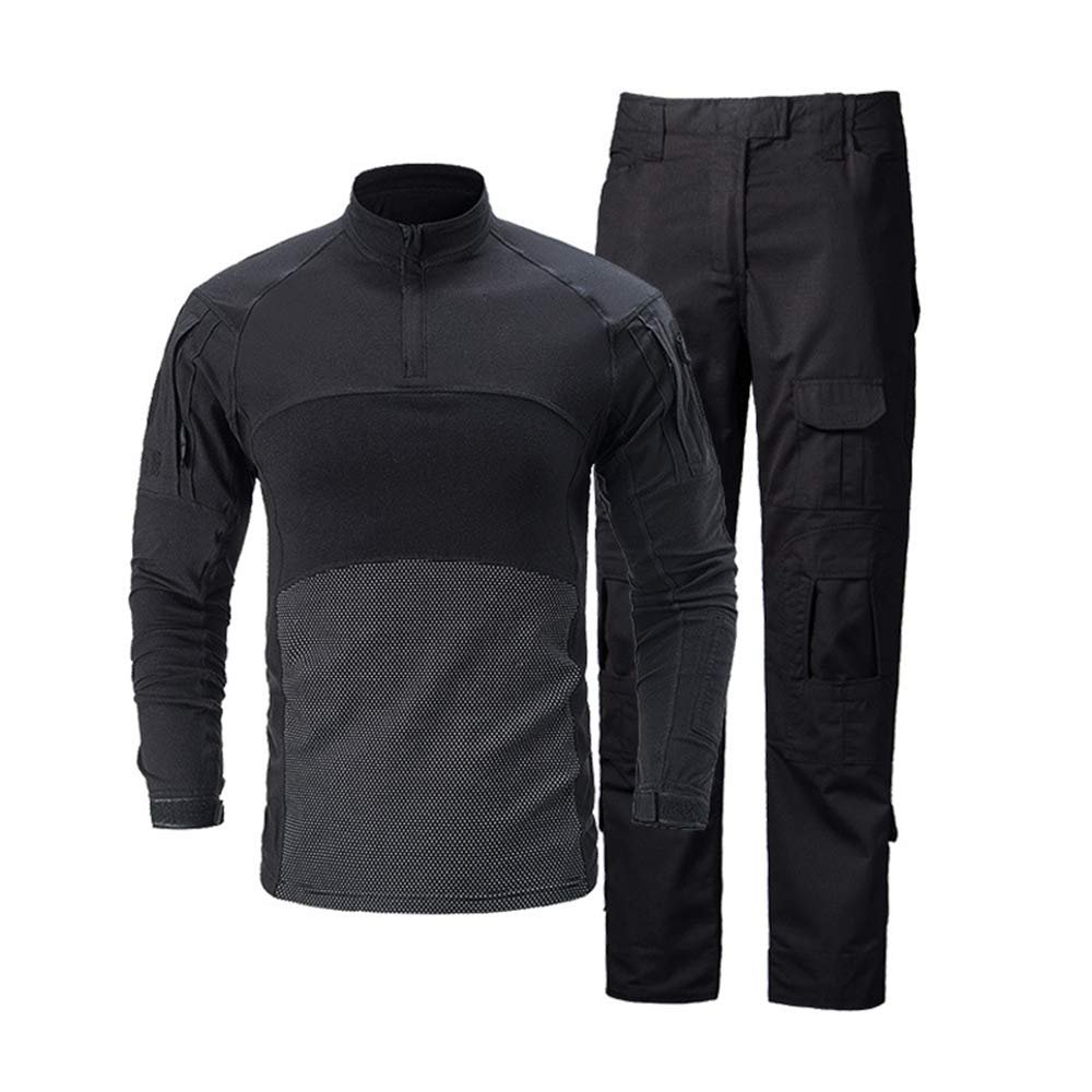 Airsoft Hunting Shooting Sports Battle Uniform BDU Tactical Combat Camouflage Clothing - Black - XXXL