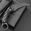 Ccanku C1692 Carbon Fiber Fixed Blade Knife,D2 Steel G10 Handle 4 Inches Camping EDC Tools Survival Claw Teeth Knife with Kydex Sheaths(Black)   view 3