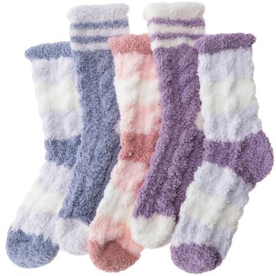 ANTSANG Womens Fuzzy Socks Fluffy Slipper Cozy Cabin Winter Soft Fleece Warm Comfy Thick Christmas Gift Socks (Horizontal Bars)