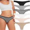 ANZERMIX Women's Breathable Cotton Thong Panties Pack of 6 (6-pack Fashion Assorted, Large) view 1