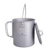 usharedo Outdoor 750ml Titanium Pot with Lid Folding Handle Camping Hiking Picnic Ultralight Portable Water Bottle view 1