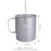 usharedo Outdoor 750ml Titanium Pot with Lid Folding Handle Camping Hiking Picnic Ultralight Portable Water Bottle view 2