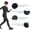 Tesuwel 2/3/4 Pcs Boys Girls Base Layer Athletic Compression Leggings and Shirts Thermal Underwear Set Running Pants Tights view 4