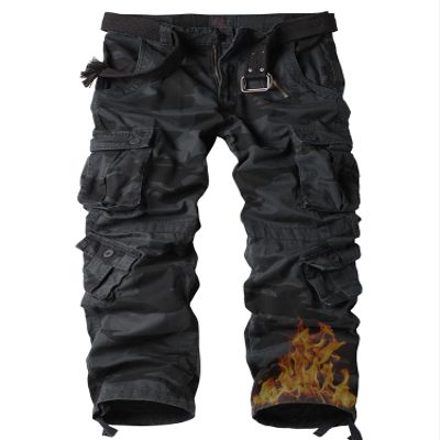 AKARMY Men's Fleece Lined Hiking Pants Outdoor Cargo Pants Casual Work Ski Pants with 8 Pockets 3358 E Camouflage 40