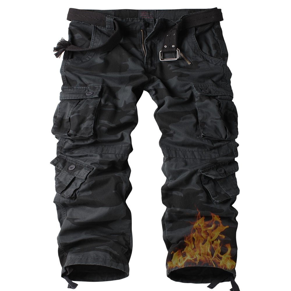AKARMY Men's Fleece Lined Hiking Pants Outdoor Cargo Pants Casual Work Ski Pants with 8 Pockets 3358 E Camouflage 40