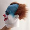 Blue White Face Clown Latex Mask Brown Short Hair Red Nose Headwear Horror Party Decoration Props Scary Halloween Full Headpiece view 3