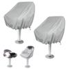 WOMACO 2 Pack Boat Seat Cover, Outdoor Waterproof Pedestal Pontoon Captain Boat Bench Chair Seat Cover, Oxford Fabric Helm Chair Protective Covers (Silver, 2 Pack) view 1